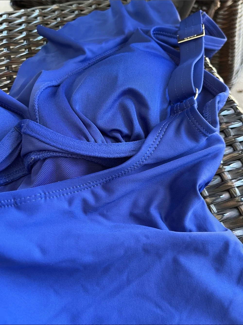 DKNY Royal Blue Ruffled One-Piece Swimsuit - Picture 4 of 4